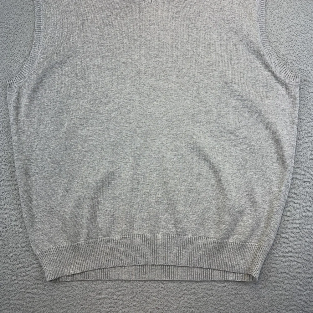 Jos A Bank Sweater Vest Mens XL Light Gray Heather Pima Cotton V Neck Knit